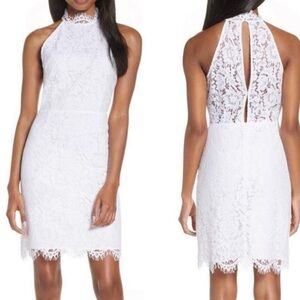 NWT BB Dakota White Sheath Halter Dress Size 8